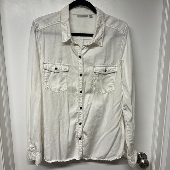 Halogen Womens Off White Long Sleeve Button Up Shirt Blouse Top Size XL - Picture 1 of 10